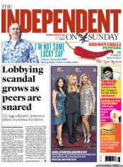 The Independent on Sunday () Newspaper Front Page for 2 June 2013