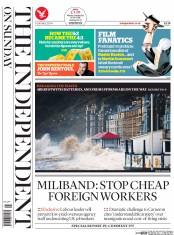 The Independent on Sunday () Newspaper Front Page for 5 January 2014