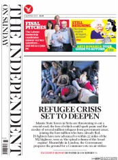 The Independent on Sunday () Newspaper Front Page for 6 September 2015