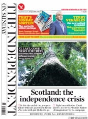The Independent on Sunday () Newspaper Front Page for 7 September 2014
