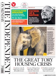The Independent on Sunday () Newspaper Front Page for 8 December 2013