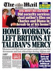 The Mail on Sunday () Newspaper Front Page for 10 October 2021