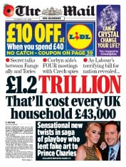 The Mail on Sunday () Newspaper Front Page for 10 November 2019