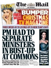The Mail on Sunday () Newspaper Front Page for 10 December 2017