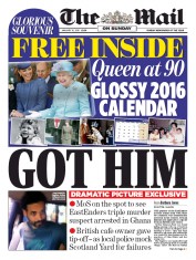The Mail on Sunday () Newspaper Front Page for 10 January 2016