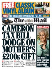 The Mail on Sunday () Newspaper Front Page for 10 April 2016