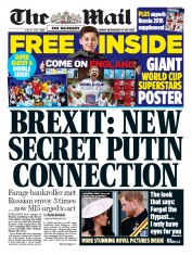 The Mail on Sunday () Newspaper Front Page for 10 June 2018