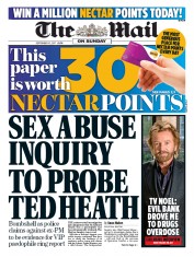 The Mail on Sunday () Newspaper Front Page for 10 September 2017