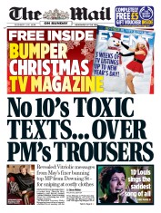 The Mail on Sunday () Newspaper Front Page for 11 December 2016
