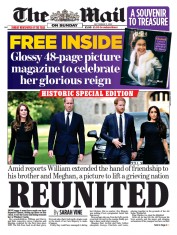 The Mail on Sunday () Newspaper Front Page for 11 September 2022