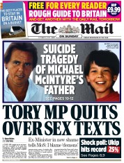 The Mail on Sunday () Newspaper Front Page for 12 October 2014