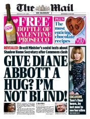 The Mail on Sunday () Newspaper Front Page for 12 February 2017