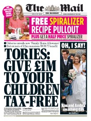 The Mail on Sunday () Newspaper Front Page for 12 April 2015
