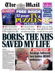 The Mail on Sunday () Newspaper Front Page for 12 April 2020