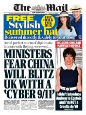 The Mail on Sunday () Newspaper Front Page for 12 July 2020