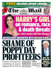 The Mail on Sunday () Newspaper Front Page for 13 November 2016
