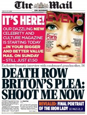 The Mail on Sunday () Newspaper Front Page for 14 April 2013
