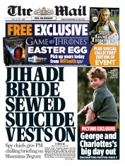 The Mail on Sunday () Newspaper Front Page for 14 April 2019