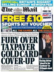 The Mail on Sunday () Newspaper Front Page for 14 August 2011