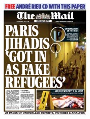 The Mail on Sunday () Newspaper Front Page for 15 November 2015