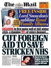 The Mail on Sunday () Newspaper Front Page for 15 January 2017