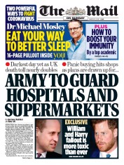 The Mail on Sunday () Newspaper Front Page for 15 March 2020