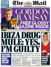 The Mail on Sunday () Newspaper Front Page for 15 September 2013