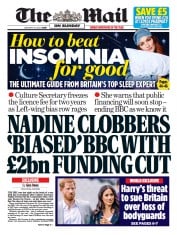 The Mail on Sunday () Newspaper Front Page for 16 January 2022