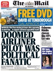 The Mail on Sunday () Newspaper Front Page for 16 March 2014