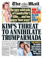 The Mail on Sunday () Newspaper Front Page for 16 April 2017