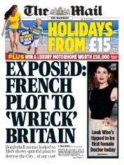 The Mail on Sunday () Newspaper Front Page for 16 July 2017