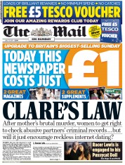 The Mail on Sunday () Newspaper Front Page for 17 July 2011