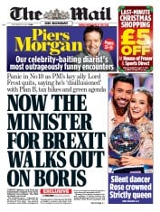 The Mail on Sunday () Newspaper Front Page for 19 December 2021