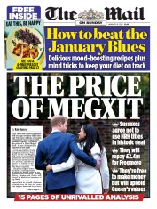 The Mail on Sunday () Newspaper Front Page for 19 January 2020
