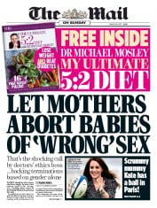 The Mail on Sunday () Newspaper Front Page for 19 March 2017