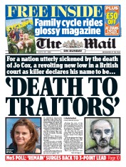 The Mail on Sunday () Newspaper Front Page for 19 June 2016