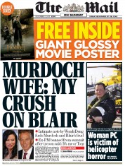 The Mail on Sunday () Newspaper Front Page for 1 December 2013