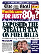 The Mail on Sunday () Newspaper Front Page for 1 January 2023