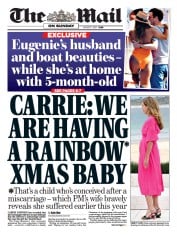 The Mail on Sunday () Newspaper Front Page for 1 August 2021
