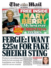 The Mail on Sunday () Newspaper Front Page for 20 November 2016