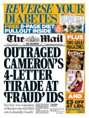 The Mail on Sunday () Newspaper Front Page for 20 March 2016