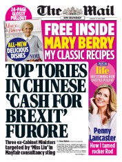The Mail on Sunday () Newspaper Front Page for 21 January 2018