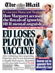 The Mail on Sunday () Newspaper Front Page for 21 March 2021