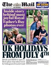 The Mail on Sunday () Newspaper Front Page for 21 June 2020