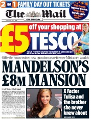 The Mail on Sunday () Newspaper Front Page for 21 August 2011