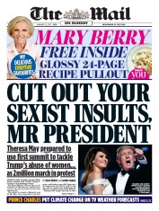 The Mail on Sunday () Newspaper Front Page for 22 January 2017