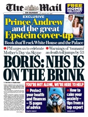 The Mail on Sunday () Newspaper Front Page for 22 March 2020
