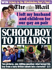 The Mail on Sunday () Newspaper Front Page for 22 June 2014