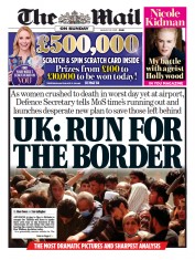 The Mail on Sunday () Newspaper Front Page for 22 August 2021