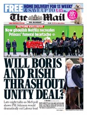 The Mail on Sunday () Newspaper Front Page for 23 October 2022